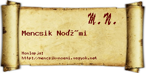 Mencsik Noémi névjegykártya